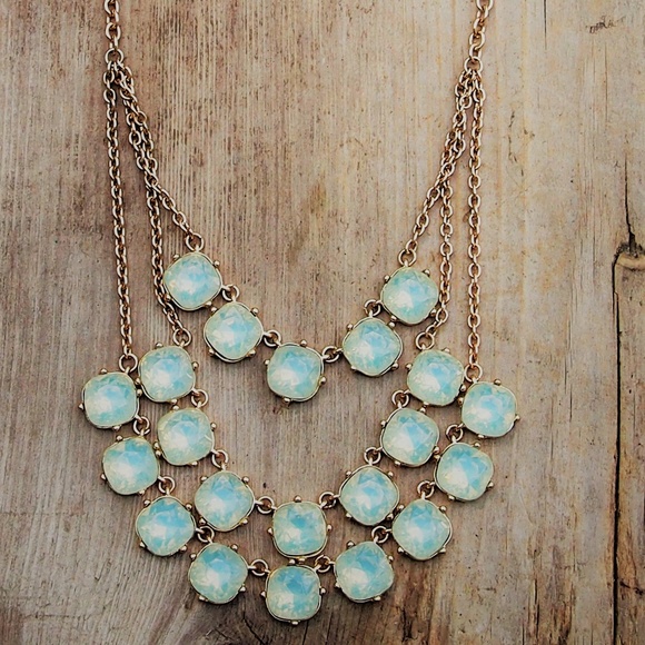 Natasha Jewelry - Designer Iridescent Bib Statement Necklace